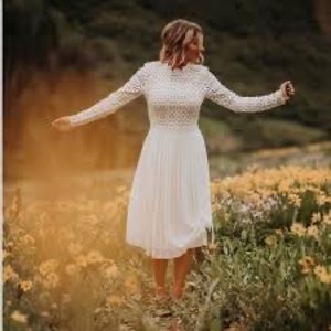 Ivy City City Co Arabella White Lace & Pleated Skirt Dress Mommy & Me XS